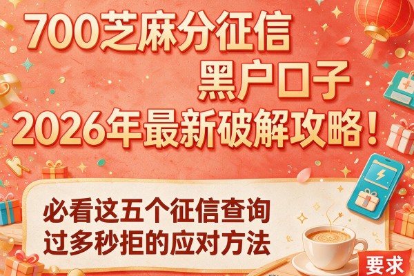 700芝麻分征信黑户口子2026年最新破解攻略！必看这五个征信查询过多秒拒的应对方法