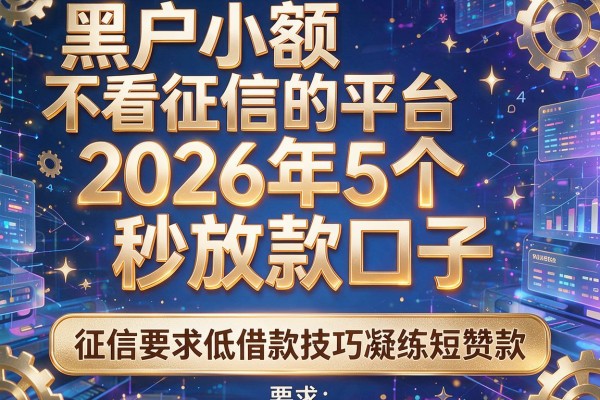 黑户小额不看征信的平台：2026年5个秒放款口子，征信要求低借款技巧凝练短赞款