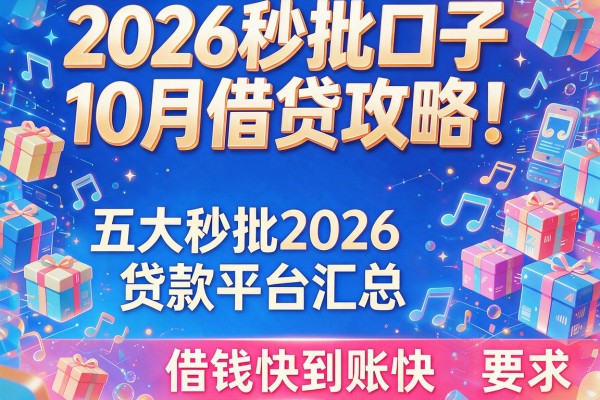 2026秒批口子10月借贷攻略！五大秒批2026贷款平台汇总，借钱快到账快