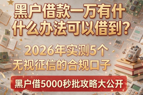 黑户借款一万有什么办法可以借到？2026年实测5个无视征信的合规口子，黑户借5000秒批攻略大公开