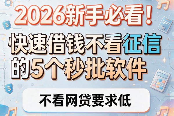 2026新手必看！快速借钱不看征信的5个秒批软件，不看网贷要求低！