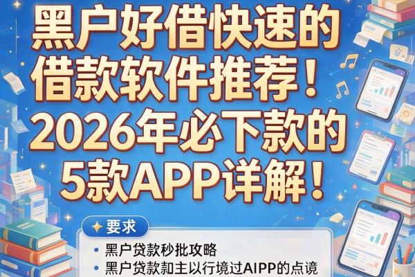 黑户好借快速的借款软件推荐：2026年必下款的5款APP详解！黑户贷款秒批攻略