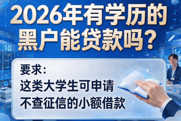 2026年有学历的黑户能贷款吗？这五类大学生可申请不查征信的小额借款