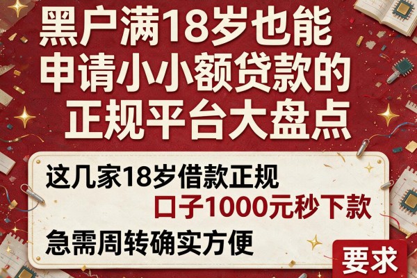 黑户满18岁也能申请小额贷款的正规平台大盘点，这几家18岁借款正规口子1000元秒下款急需周转确实方便