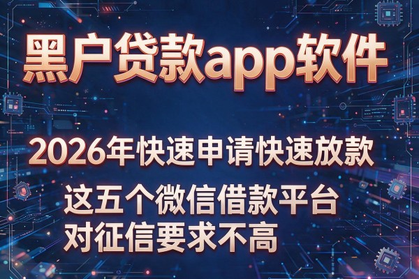 黑户贷款app软件，2026年快速申请快速放款这五个微信借款平台对征信要求不高