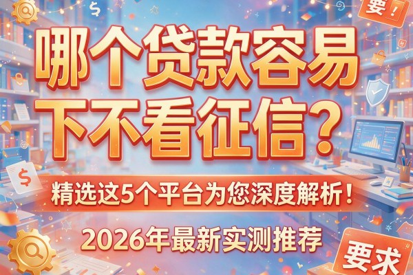 哪个贷款容易下不看征信？精选这5个平台为您深度解析！2026年最新实测推荐！