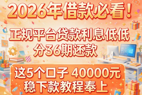 2026年借款必看！正规平台贷款利息低低、分36期还款，这5个口子40000元稳下款教程奉上