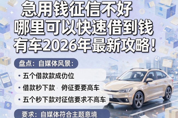急用钱征信不好哪里可以快速借到钱有车2026年最新攻略！盘点五个借款秒下款对征信要求不高车