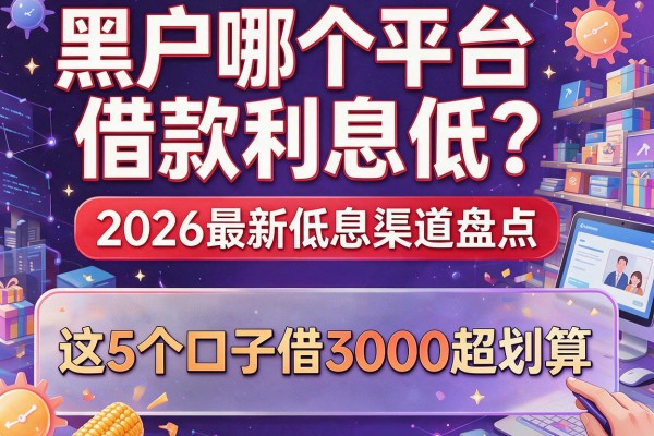 黑户哪个平台借款利息低？2026最新低息渠道盘点，这5个口子借3000超划算