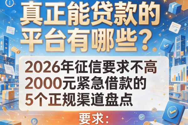 真正能贷款的平台有哪些？2026年征信要求不高、2000元紧急借款的5个正规渠道盘点