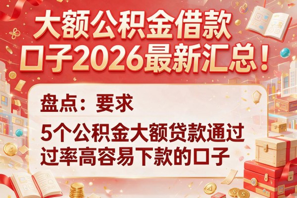 大额公积金借款口子2026最新汇总！盘点5个公积金大额贷款通过率高容易下款的口子