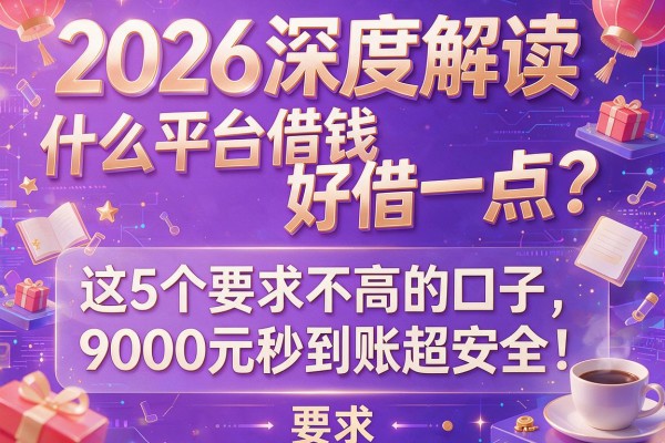 2026深度解读：什么平台借钱好借一点？这5个要求不高的口子，9000元秒到账超安全！