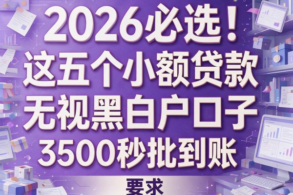 2026必选！这五个小额贷款无视黑白户口子，3500秒批到账
