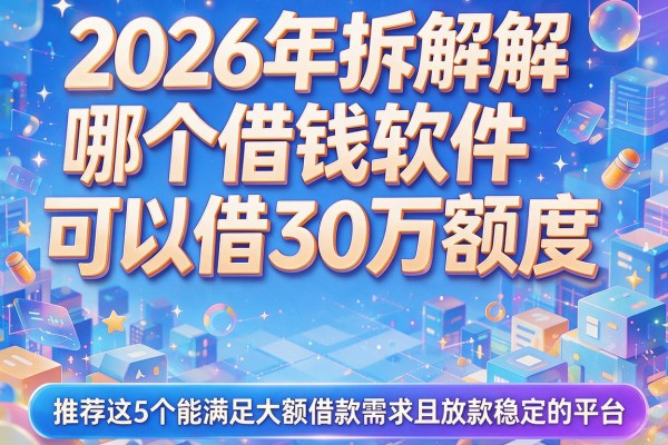 2026年拆解哪个借钱软件可以借30万额度，推荐这5个能满足大额借款需求且放款稳定的平台