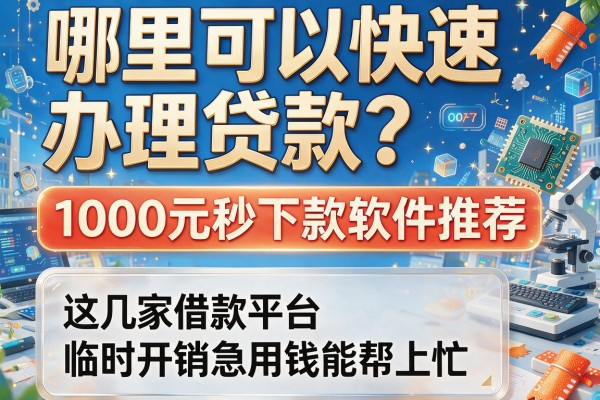 哪里可以快速办理贷款？1000元秒下款软件推荐，这几家借款平台临时开销急用钱能帮上忙