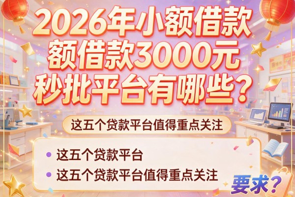 2026年小额借款3000元秒批平台有哪些？这五个贷款平台值得重点关注！