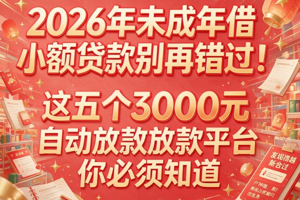 2026年未成年借小额贷款别再错过！这五个3000元自动放款平台你必须知道