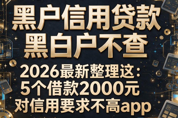 黑户信用贷款黑白户不查，2026最新整理这5个借款2000元对信用要求不高app