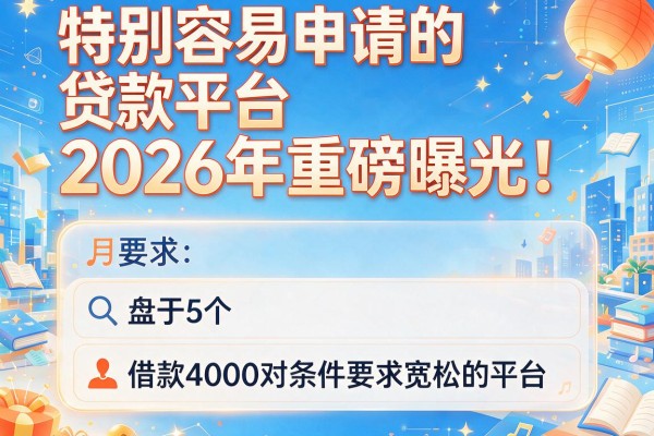 特别容易申请的贷款平台2026年重磅曝光！盘点5个借款4000对条件要求宽松的平台