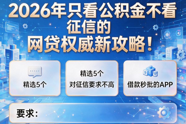 2026年只看公积金不看征信的网贷权威新攻略：精选5个对征信要求不高且借款秒批的APP