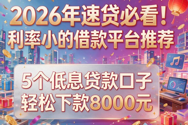 2026年速贷必看！利率小的借款平台推荐，5个低息贷款口子轻松下款8000元
