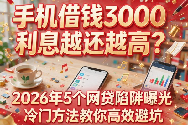 手机借钱3000利息越还越高？2026年5个网贷陷阱曝光，冷门方法教你高效避坑！