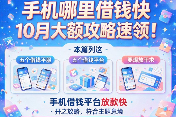 手机哪里借钱快10月大额攻略速领！本篇列出这五个手机借钱平台放款快