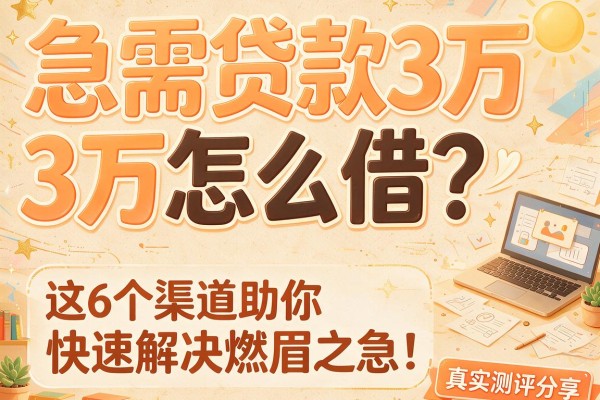 急需贷款3万怎么借？这6个渠道助你快速解决燃眉之急！真实测评分享！