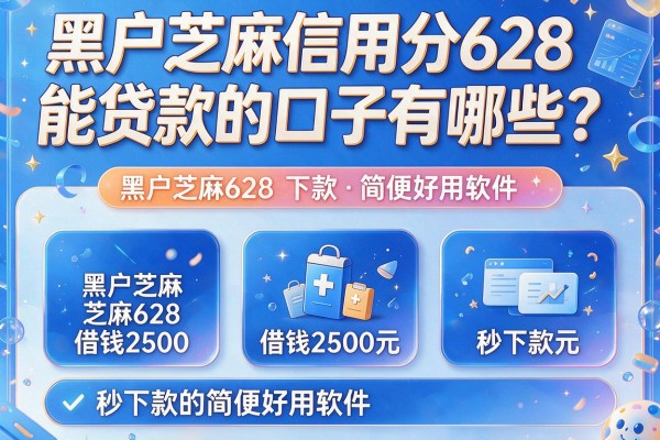 黑户芝麻信用分628能贷款的口子有哪些？盘点五款黑户芝麻628借钱2500元秒下款的简便好用软件